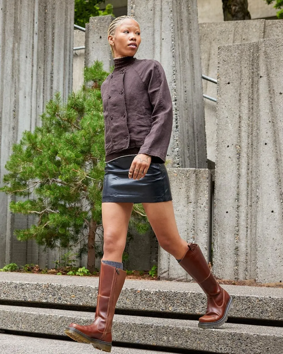 Amaayah Knee High Leather Boots in Butterscotch
