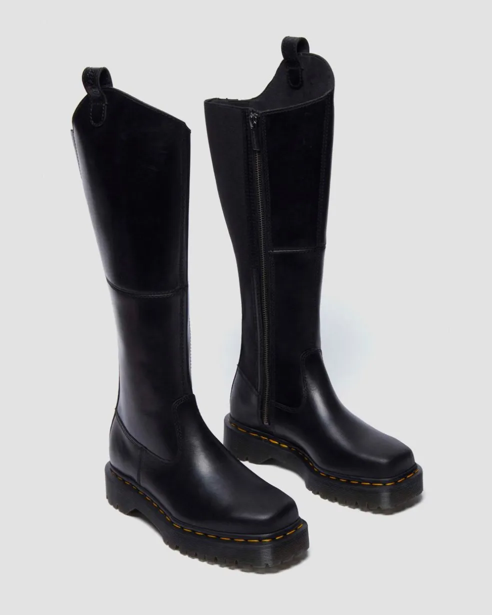 Amaayah Knee High Leather Boots in Black