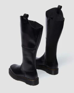 Amaayah Knee High Leather Boots in Black