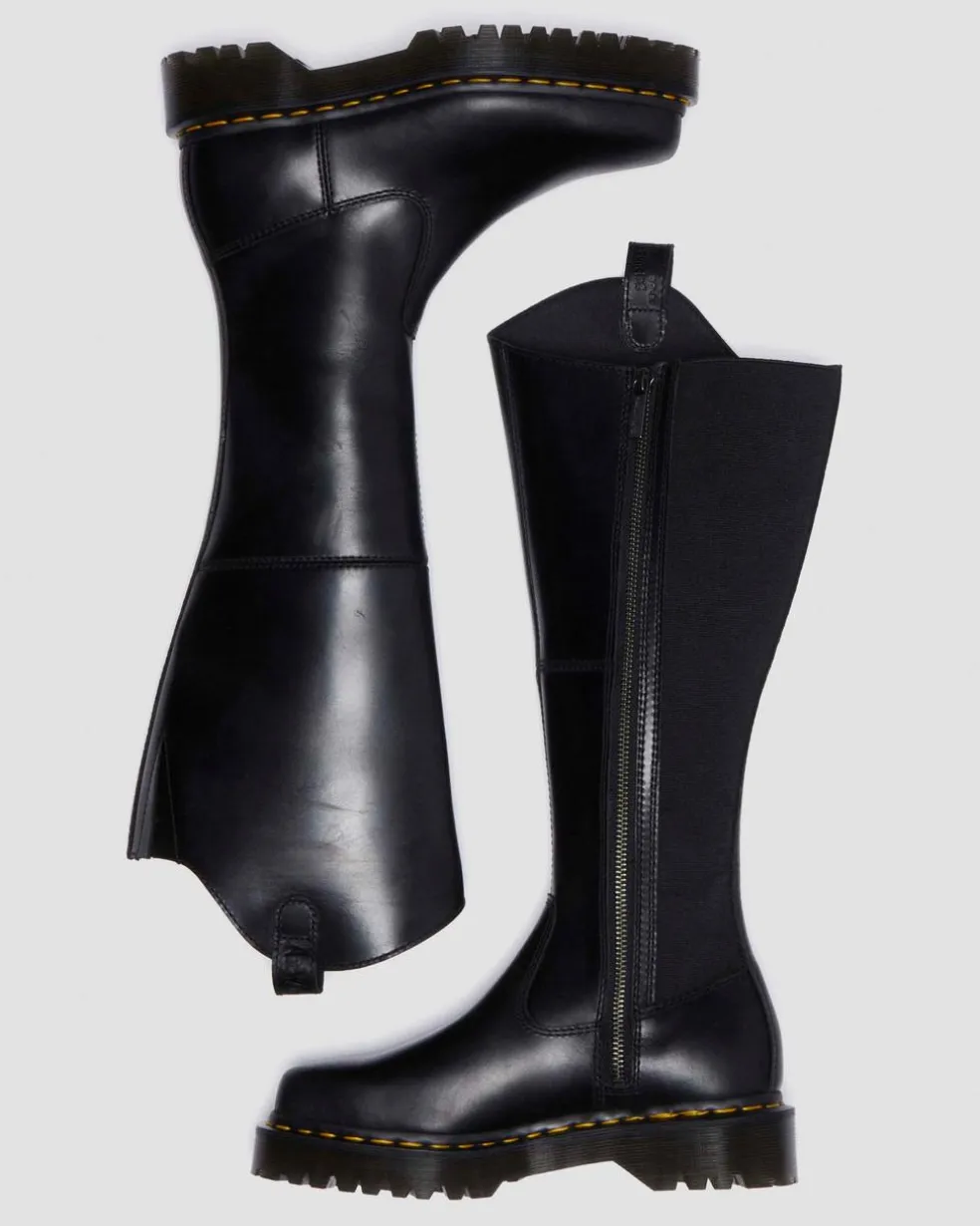Amaayah Knee High Leather Boots in Black