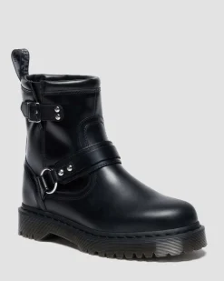 Anistone Harness Orleans Leather Biker Boots in Black