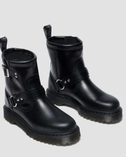 Anistone Harness Orleans Leather Biker Boots in Black
