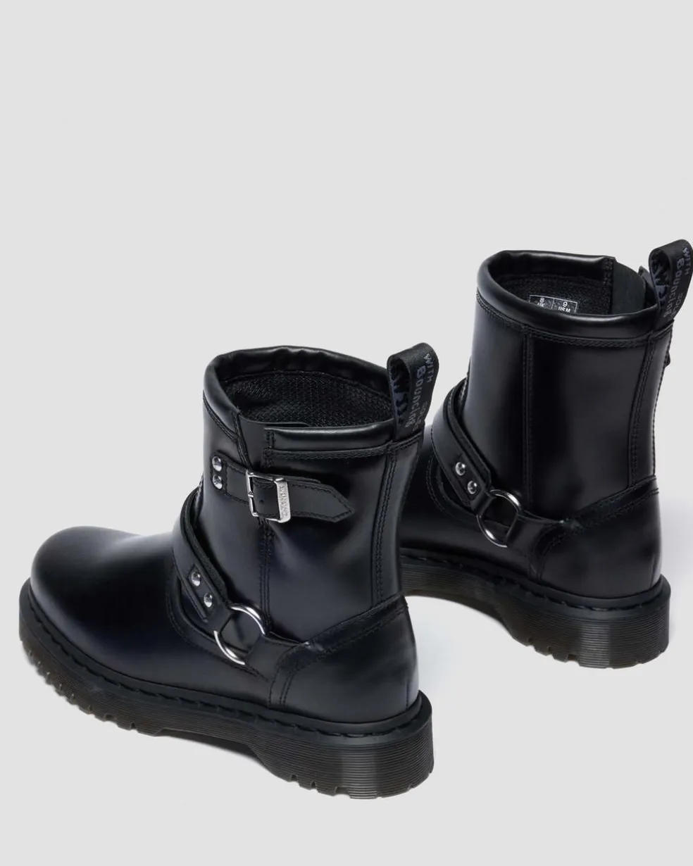 Anistone Harness Orleans Leather Biker Boots in Black