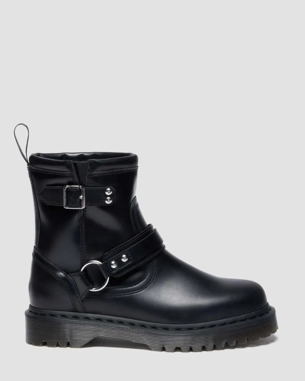 Anistone Harness Orleans Leather Biker Boots in Black