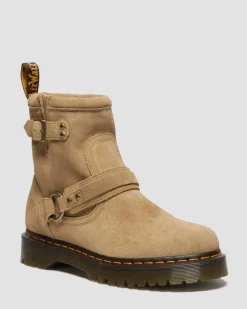 Anistone Harness Suede Biker Boots in Savannah Tan