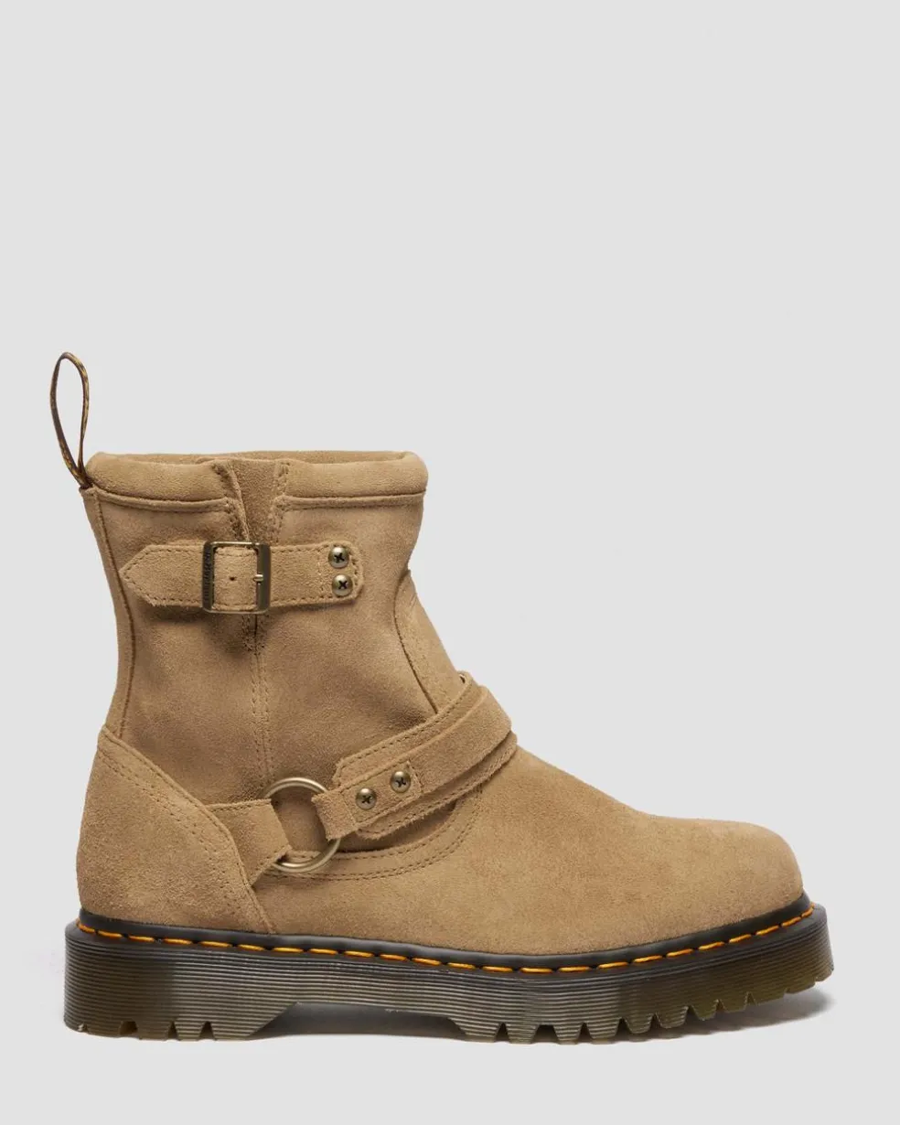 Anistone Harness Suede Biker Boots in Savannah Tan