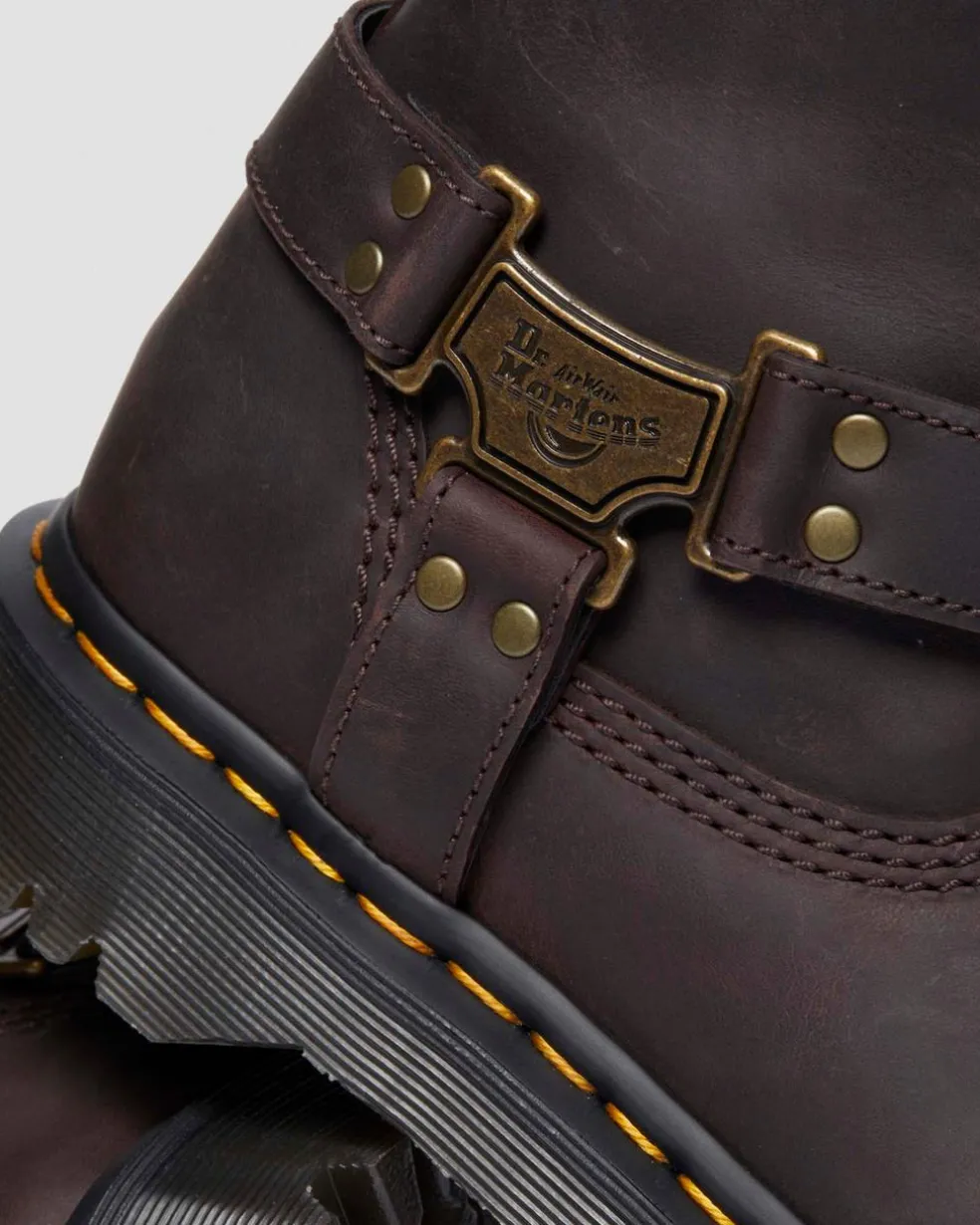 Anistone Hi Leather Biker Boots in Dark Brown