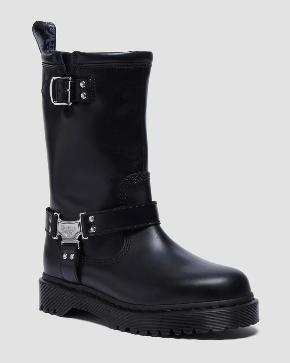 Anistone Hi Leather Biker Boots in Black