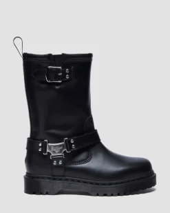 Anistone Hi Leather Biker Boots in Black