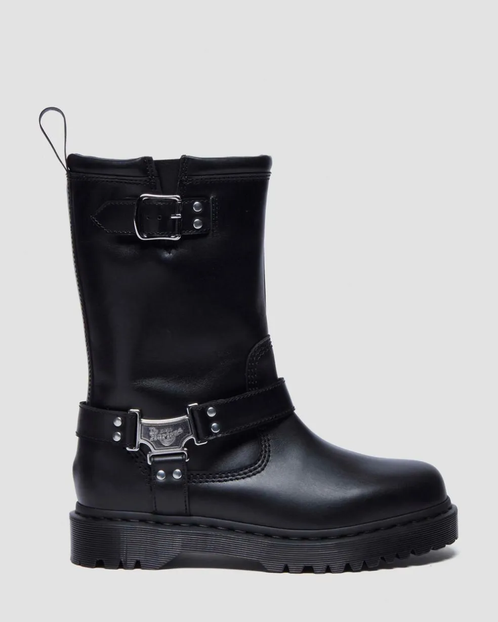 Anistone Hi Leather Biker Boots in Black