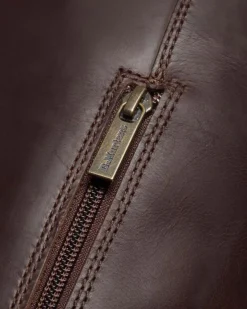 Anistone Knee High Crazy Horse Leather Biker Boots in Dark Brown