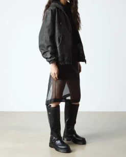 Anistone Knee High Orleans Leather Biker Boots in Black