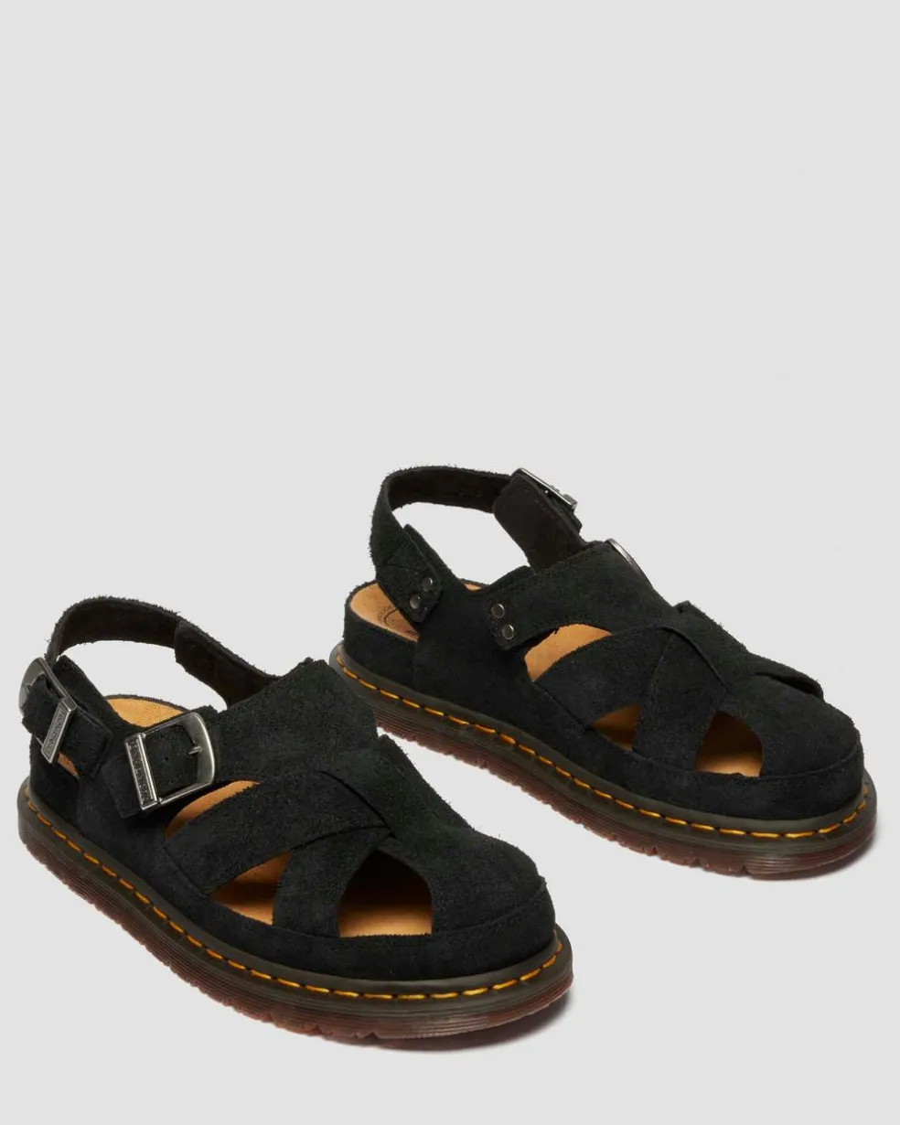 Archive fisherman suede sandals in Black