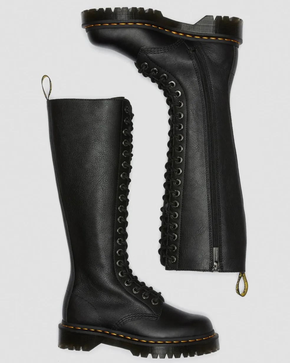 1B60 Bex Pisa Leather Knee High Boots in Black