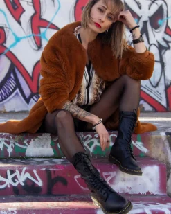 1B99 Virginia Leather Mid Calf Boots in Black
