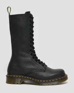 1B99 Virginia Leather Mid Calf Boots in Black