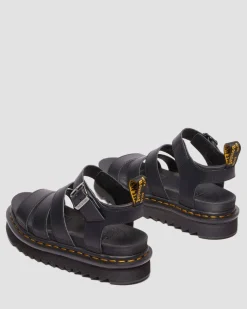 Blaire Athena leather strap sandals in Black