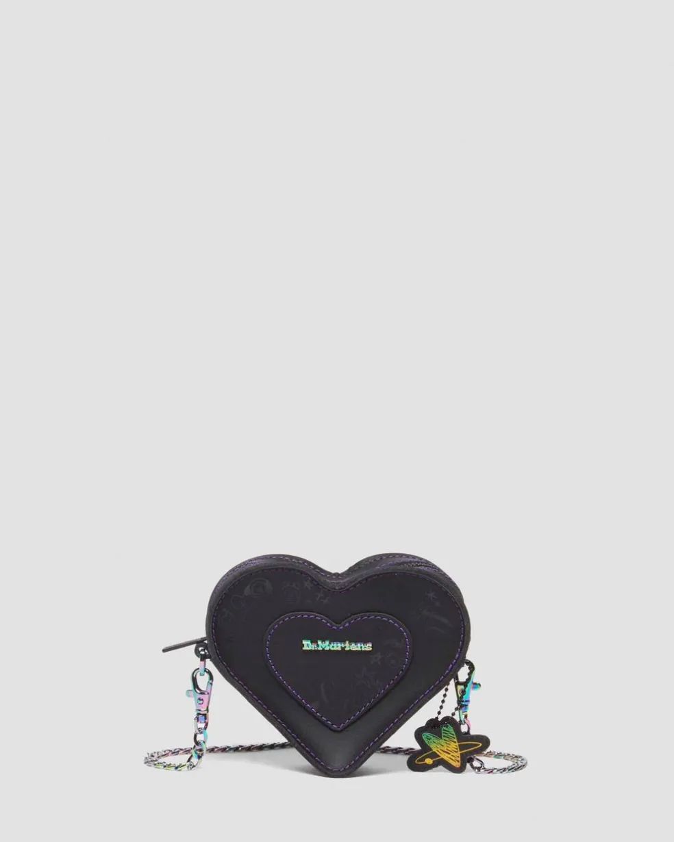 BT21 Mini Heart Shaped Leather Bag in Black