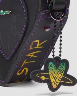 BT21 Mini Heart Shaped Leather Bag in Black