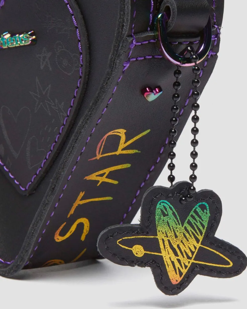BT21 Mini Heart Shaped Leather Bag in Black