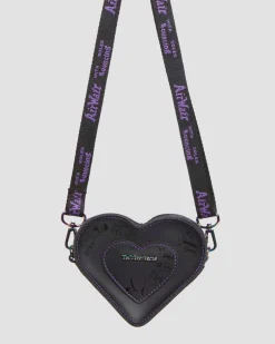 BT21 Mini Heart Shaped Leather Bag in Black