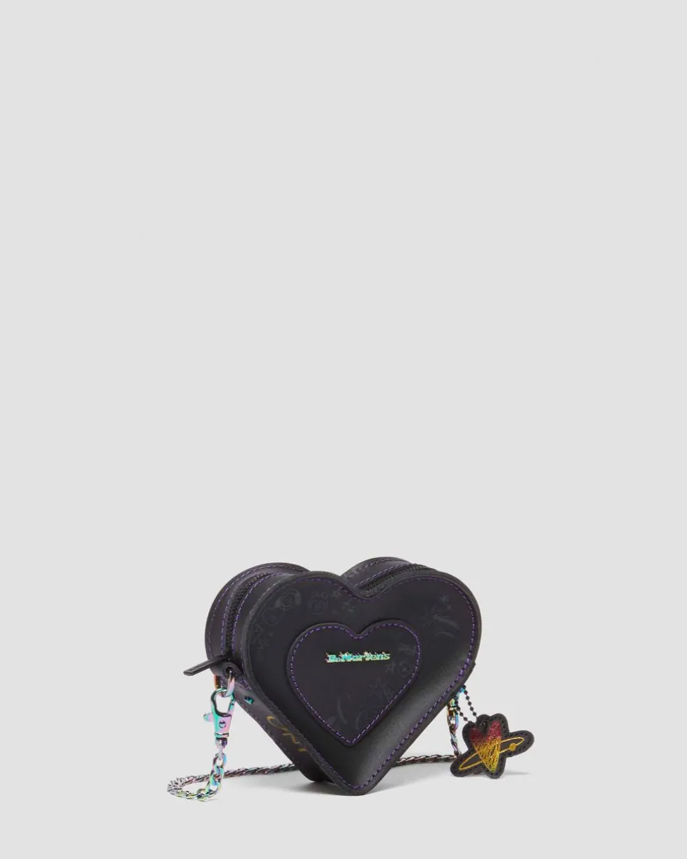 BT21 Mini Heart Shaped Leather Bag in Black