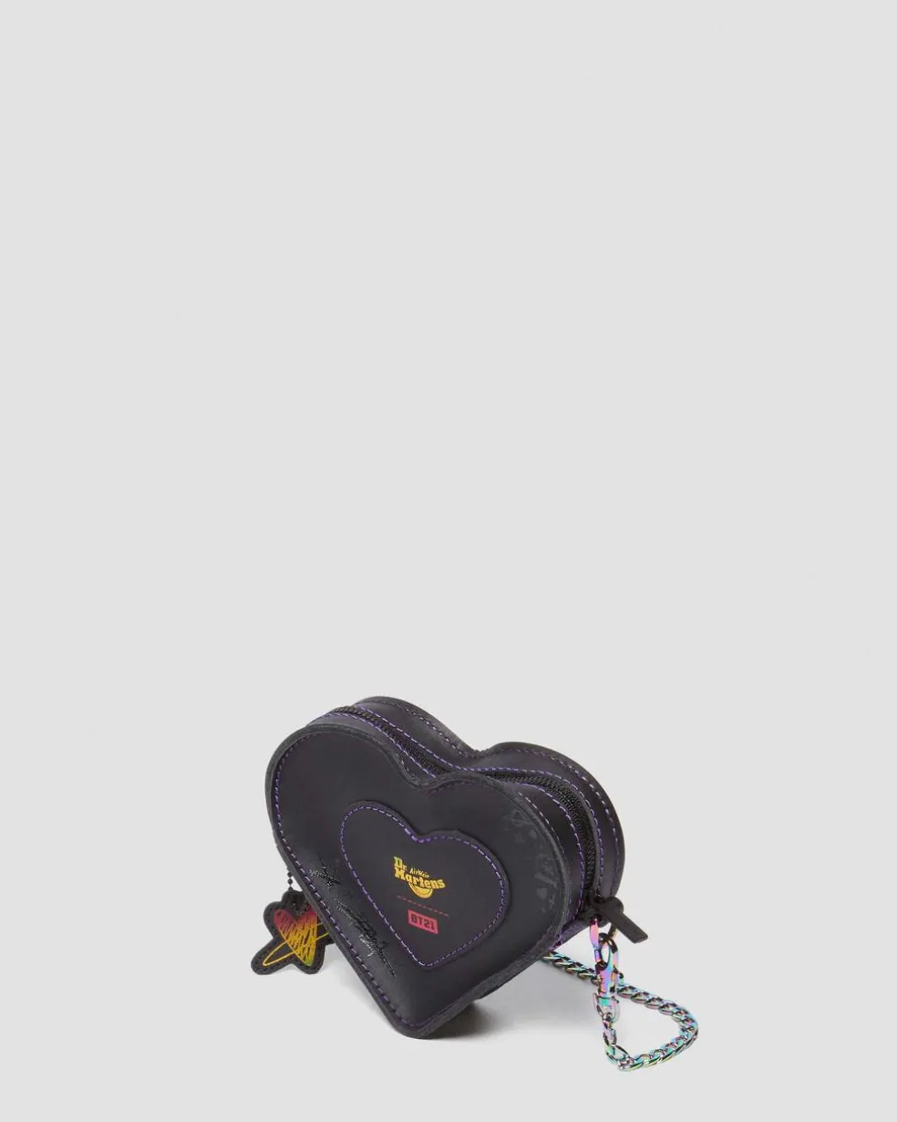 BT21 Mini Heart Shaped Leather Bag in Black