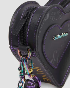 BT21 Mini Heart Shaped Leather Bag in Black