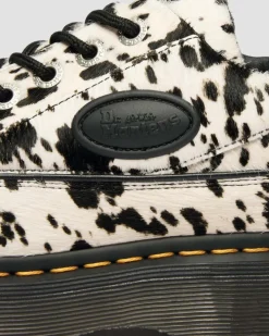 Buzz 5-Eye Dalmatian Hair On Leather Shoes in Cream & Black