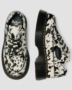Buzz 5-Eye Dalmatian Hair On Leather Shoes in Cream & Black