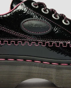Buzz 5-Eye Distressed Patent Leather Shoes in Black