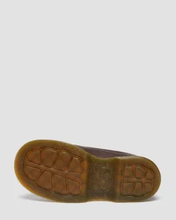 Buzz 5-Eye Flower Grizzly Leather Shoes in Dark Brown