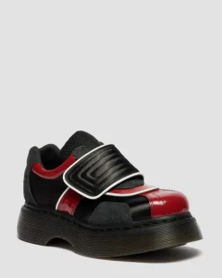 Buzz Strap Mixed Material Shoes in Black