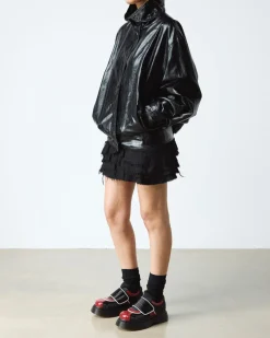 Buzz Strap Mixed Material Shoes in Black