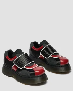 Buzz Strap Mixed Material Shoes in Black