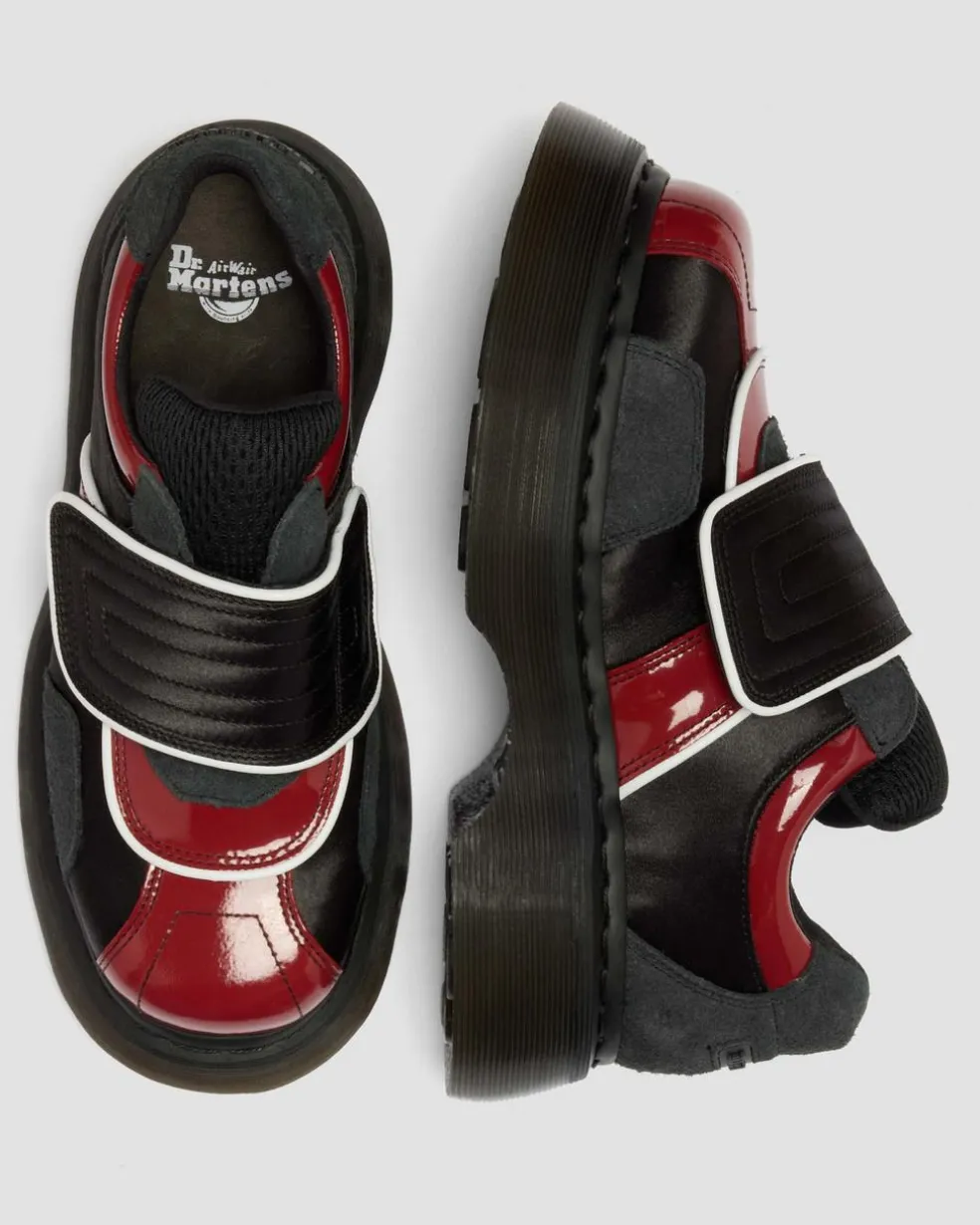 Buzz Strap Mixed Material Shoes in Black