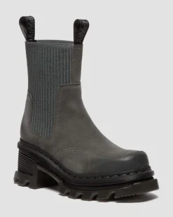 Corran Chelsea Waxy Suede Heeled Boots in Gunmetal