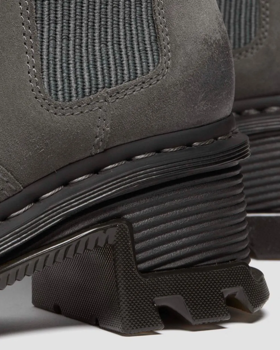 Corran Chelsea Waxy Suede Heeled Boots in Gunmetal