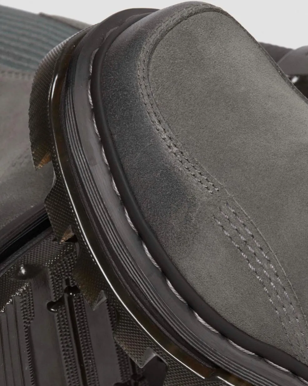 Corran Chelsea Waxy Suede Heeled Boots in Gunmetal