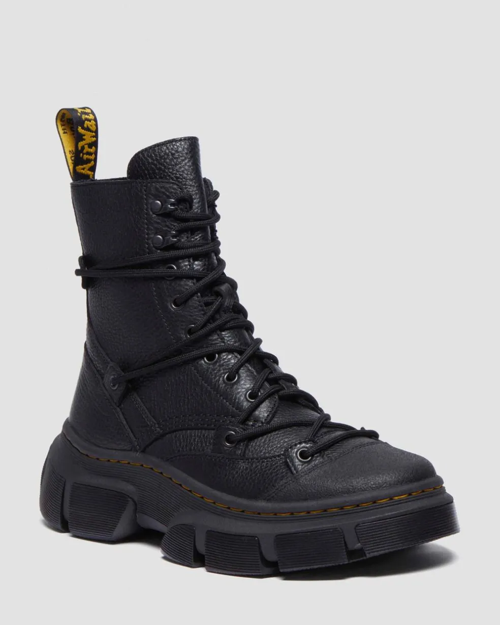 DMXL 8-eye leather boots in Black