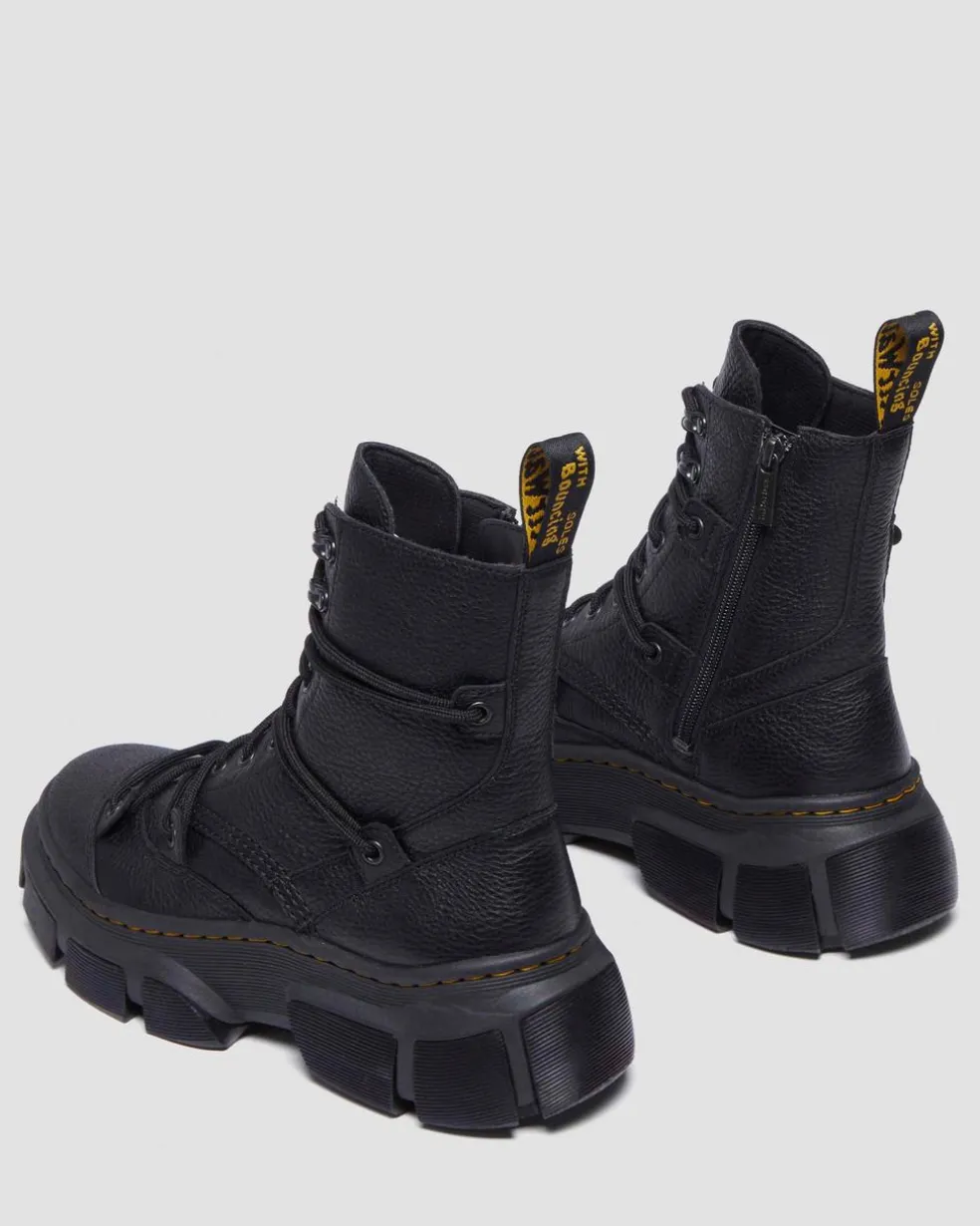 DMXL 8-eye leather boots in Black