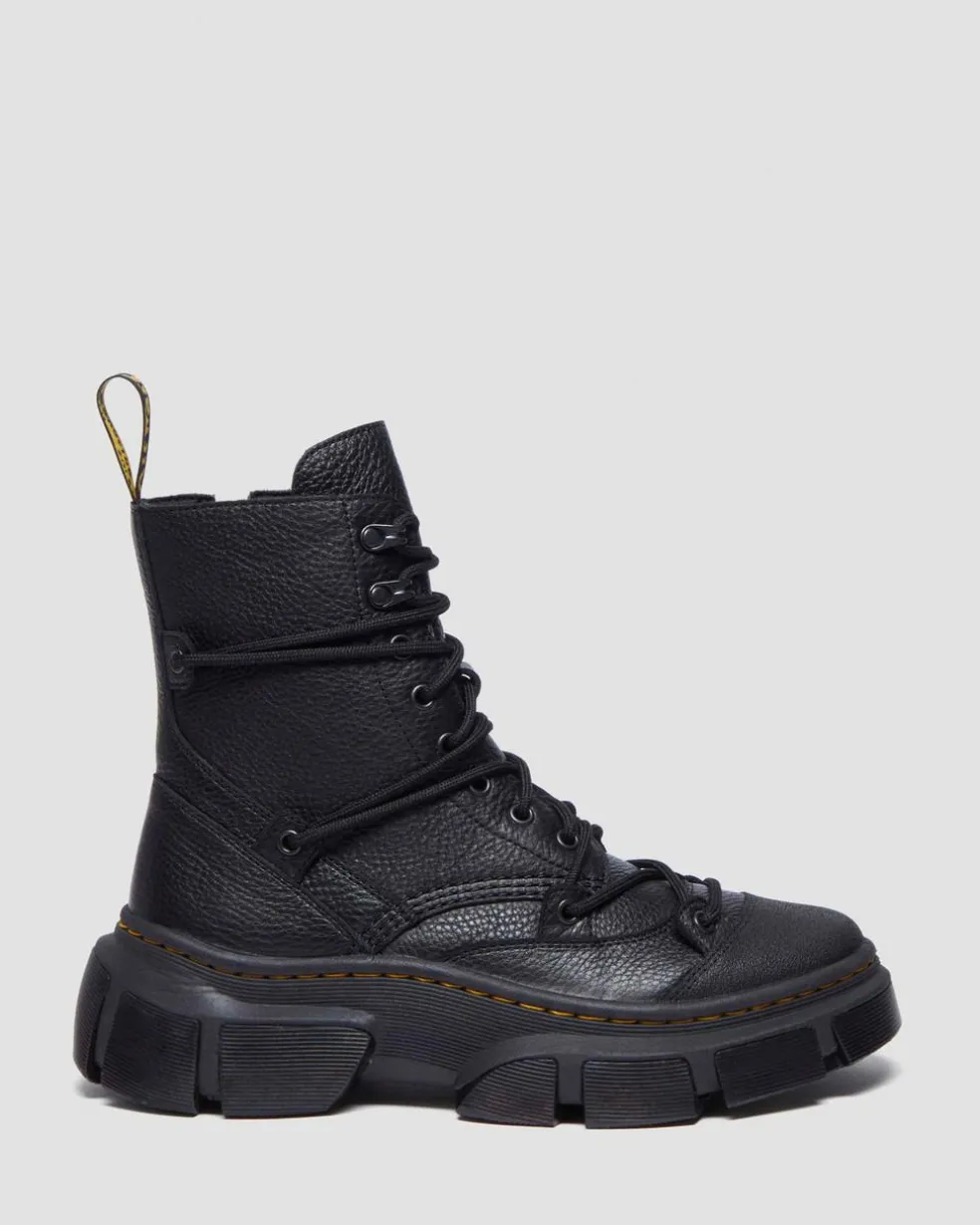DMXL 8-eye leather boots in Black