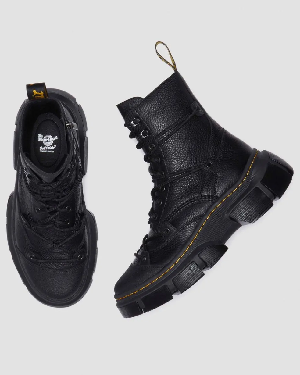 DMXL 8-eye leather boots in Black