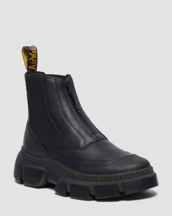 DMXL Zip Chelsea leather boots in Black