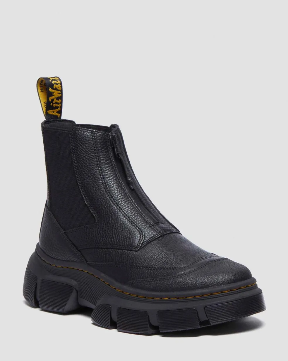 DMXL Zip Chelsea leather boots in Black