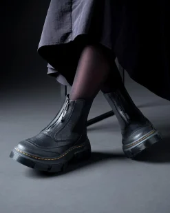 DMXL Zip Chelsea leather boots in Black