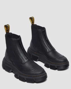 DMXL Zip Chelsea leather boots in Black