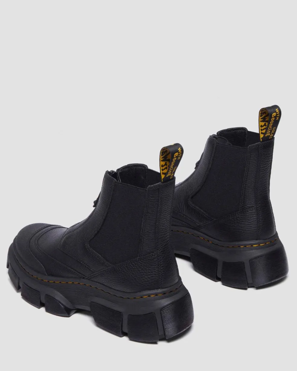 DMXL Zip Chelsea leather boots in Black