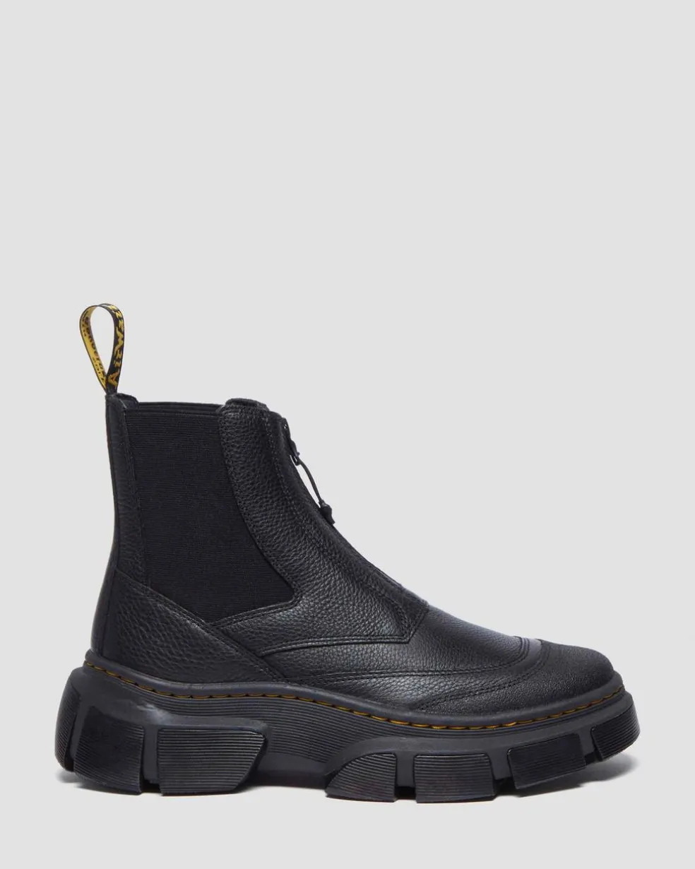 DMXL Zip Chelsea leather boots in Black