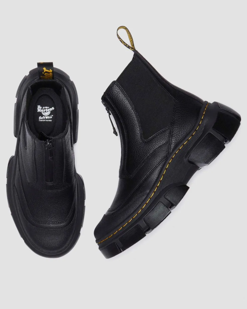 DMXL Zip Chelsea leather boots in Black